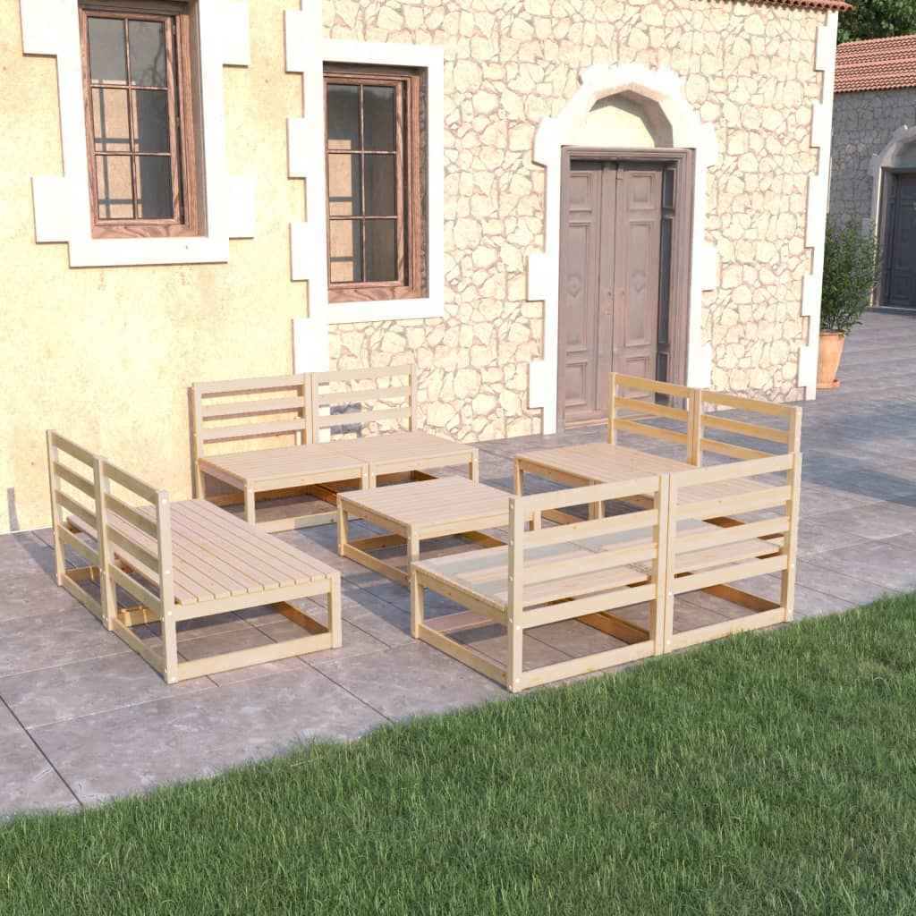 vidaXL 9 pcs conjunto lounge de jardim pinho maciço