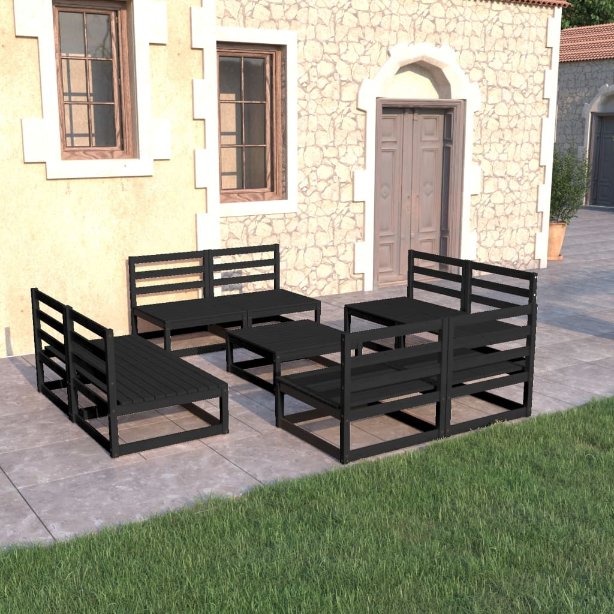 vidaXL 9 pcs conjunto lounge de jardim pinho maciço