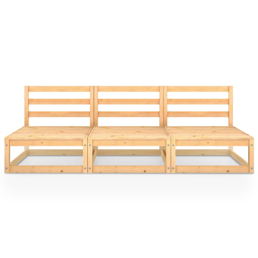 vidaXL Sofá de 3 lugares para jardim pinho maciço