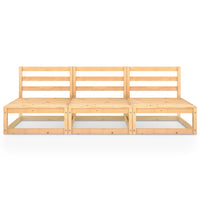 vidaXL Sofá de 3 lugares para jardim pinho maciço