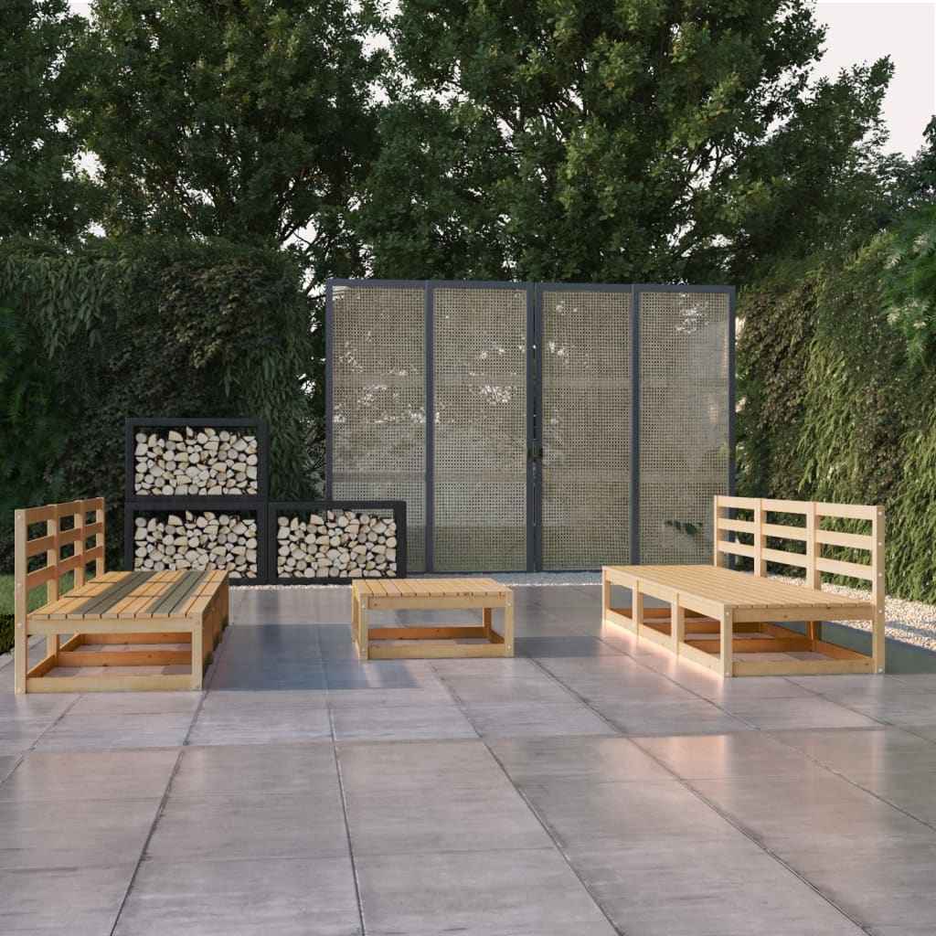 vidaXL 7 pcs conjunto lounge de jardim pinho maciço