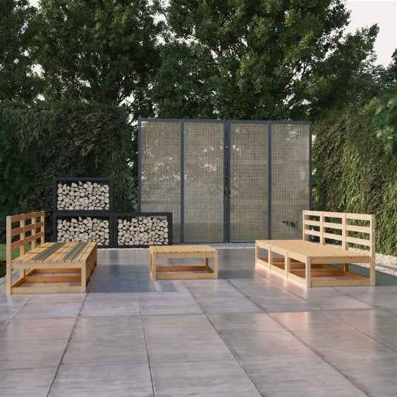 vidaXL 7 pcs conjunto lounge de jardim pinho maciço