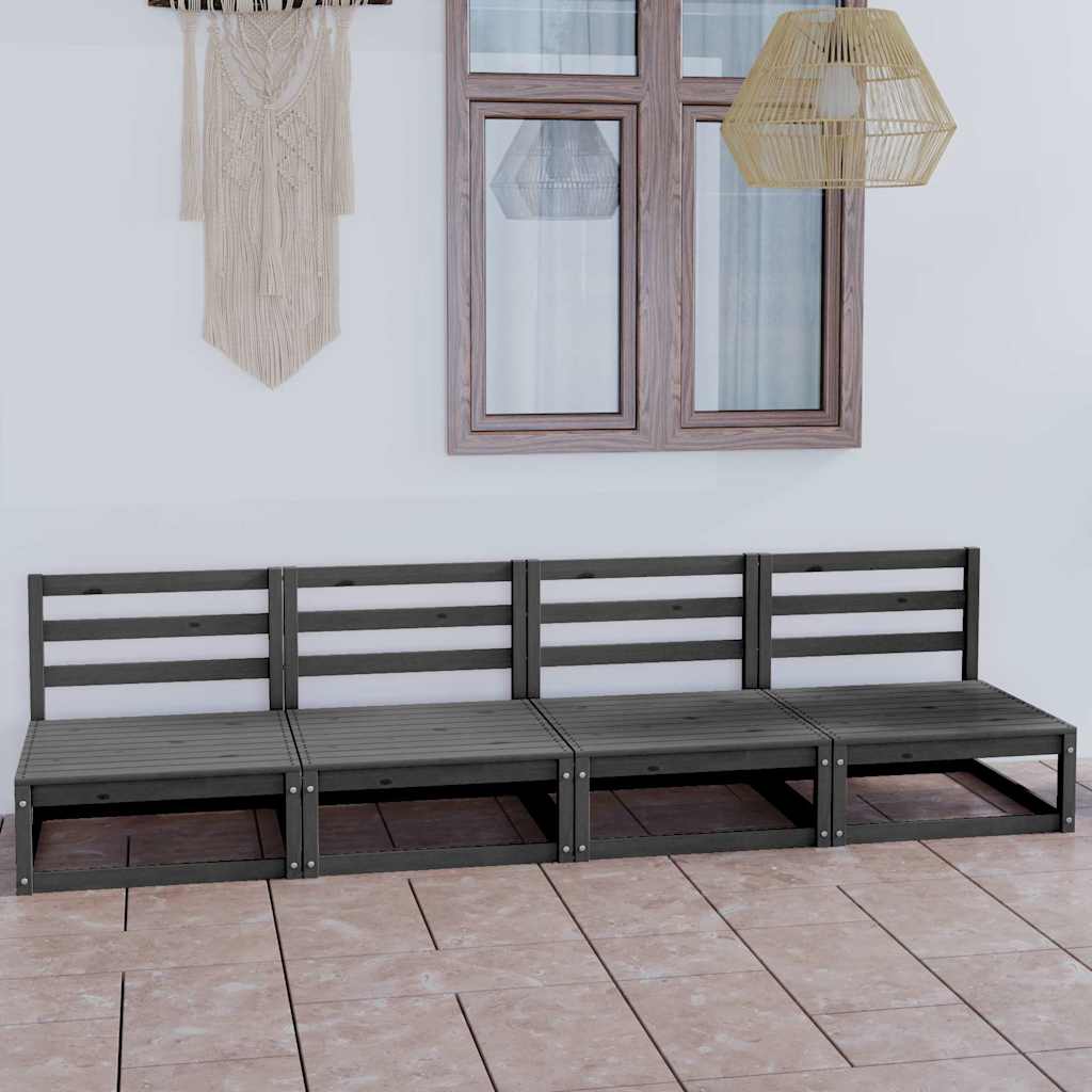 vidaXL Sofá de 4 lugares para jardim pinho maciço