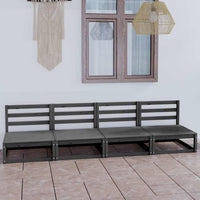 vidaXL Sofá de 4 lugares para jardim pinho maciço