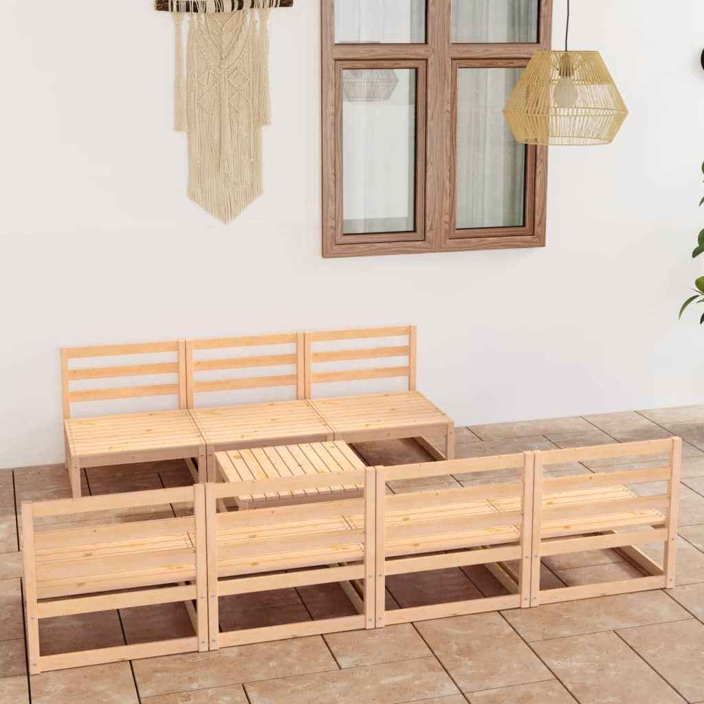 vidaXL 8 pcs conjunto lounge de jardim pinho maciço