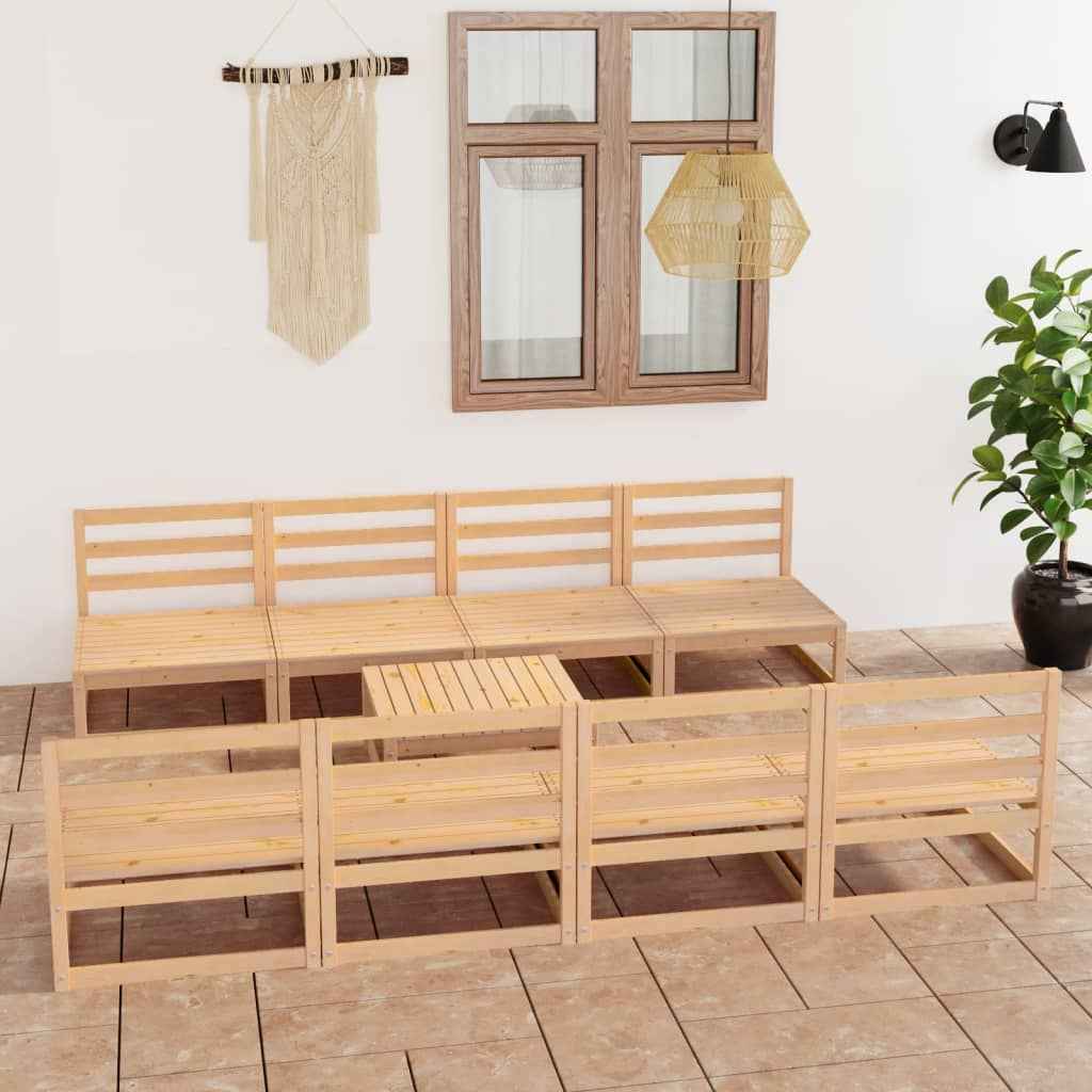 vidaXL 9 pcs conjunto lounge de jardim pinho maciço