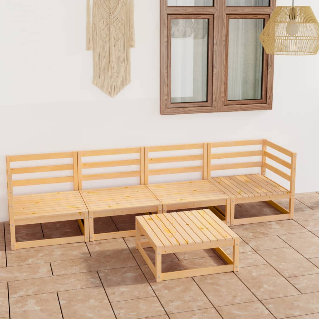 vidaXL 5 pcs conjunto lounge de jardim pinho maciço
