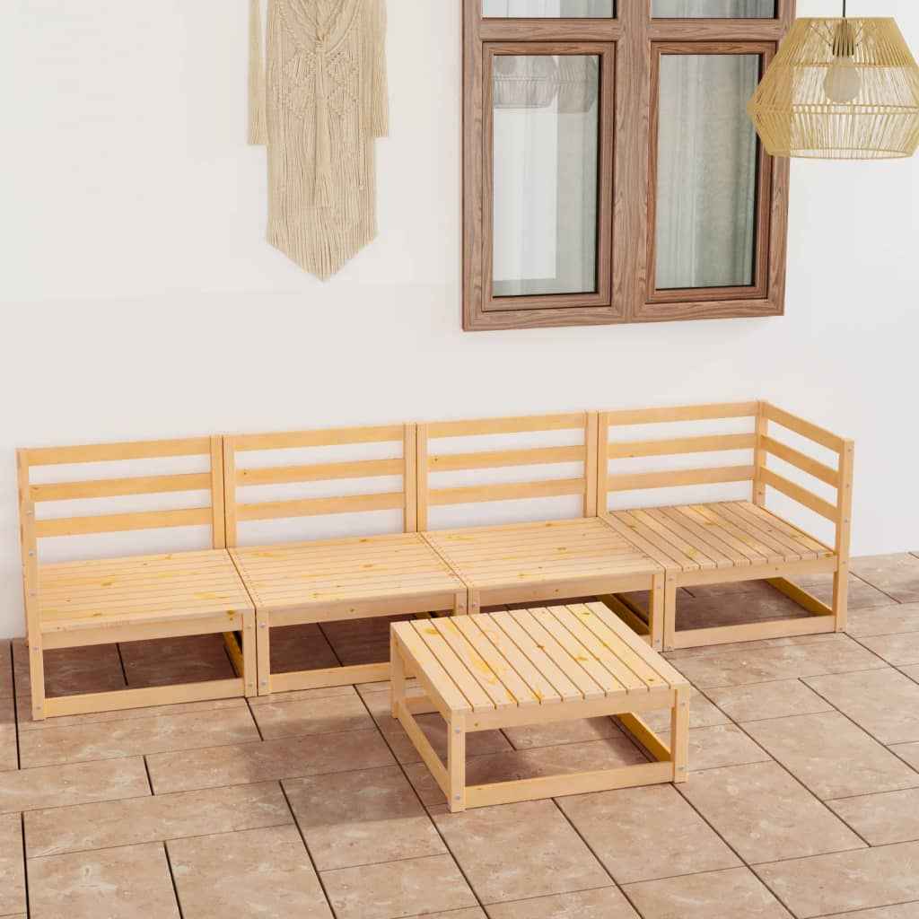 vidaXL 5 pcs conjunto lounge de jardim pinho maciço