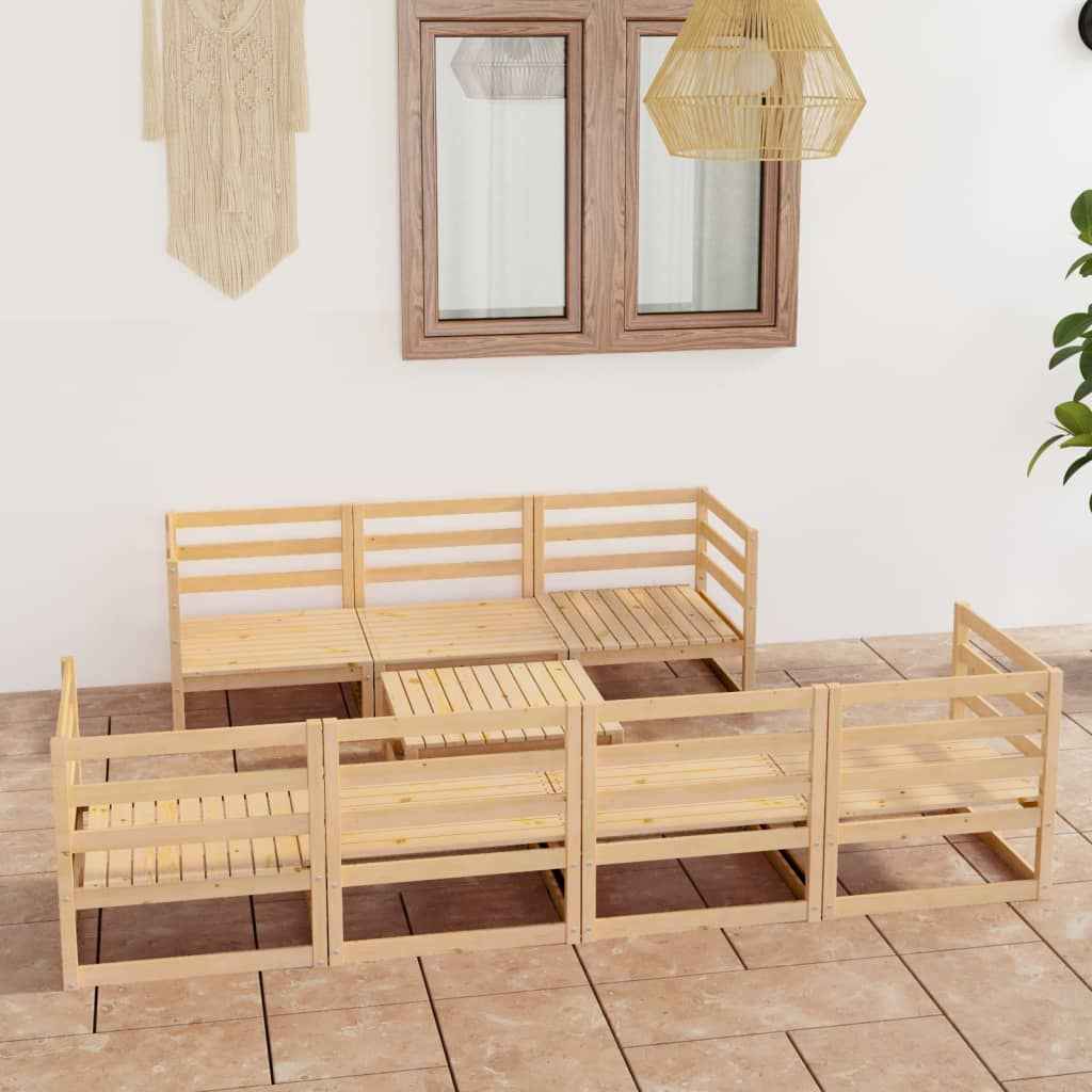 vidaXL 8 pcs conjunto lounge de jardim pinho maciço