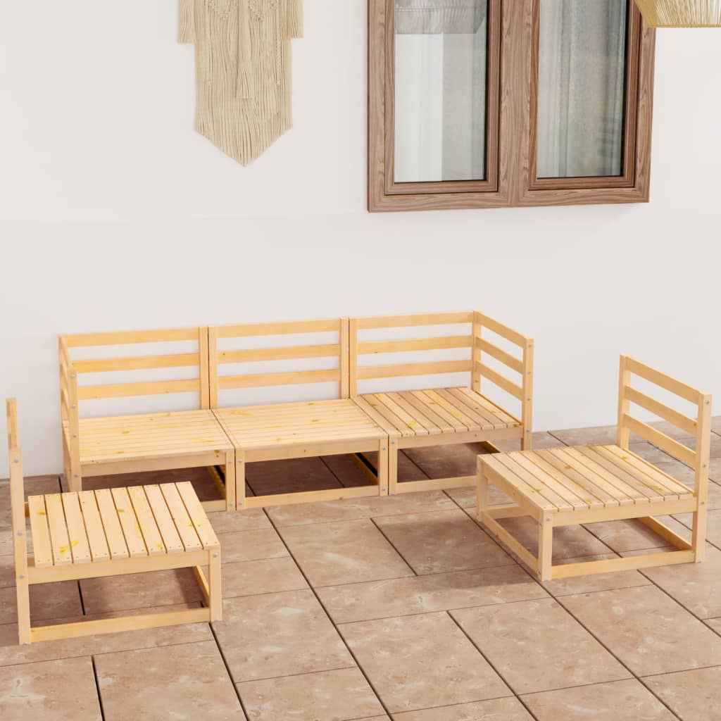 vidaXL 5 pcs conjunto lounge de jardim pinho maciço