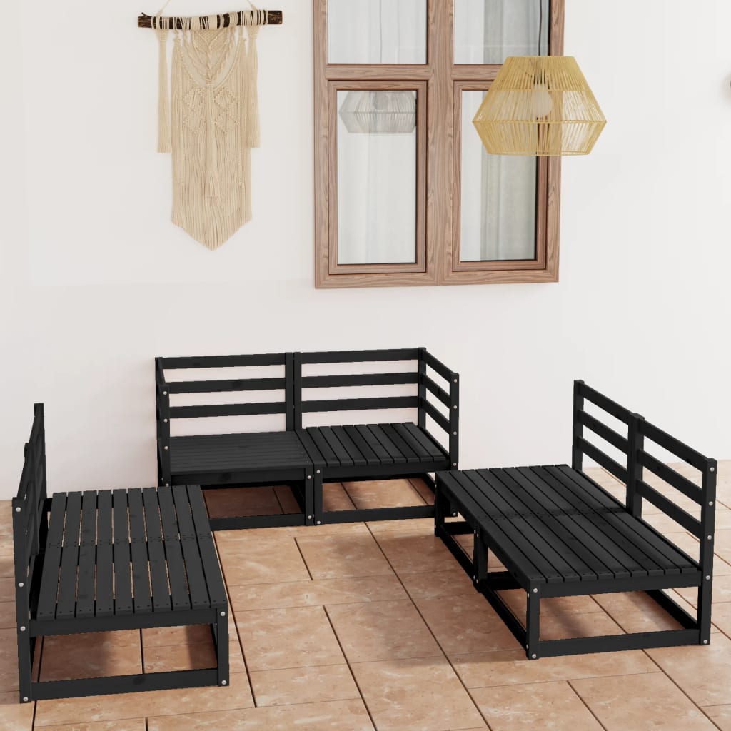 vidaXL 6 pcs conjunto lounge de jardim pinho maciço cinzento