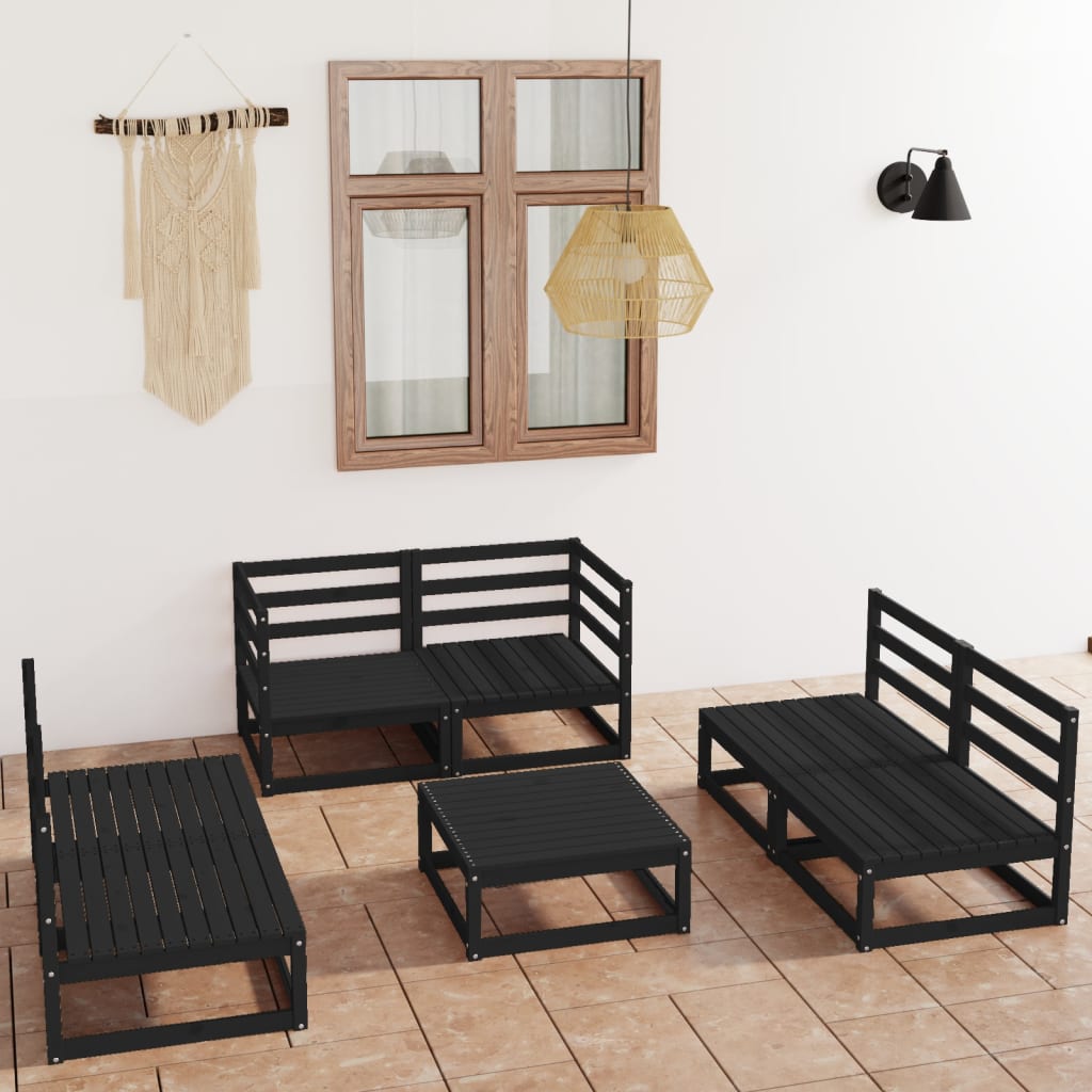 vidaXL 7 pcs conjunto lounge de jardim pinho maciço castanho mel
