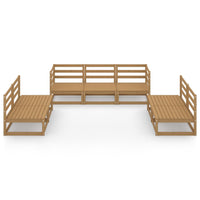 vidaXL 7 pcs conjunto lounge de jardim pinho maciço castanho mel