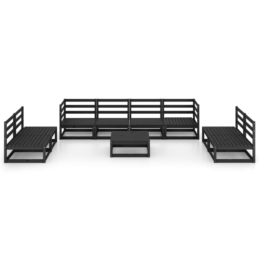 vidaXL 9 pcs conjunto lounge de jardim pinho maciço preto