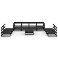 vidaXL 9 pcs conjunto lounge de jardim pinho maciço preto