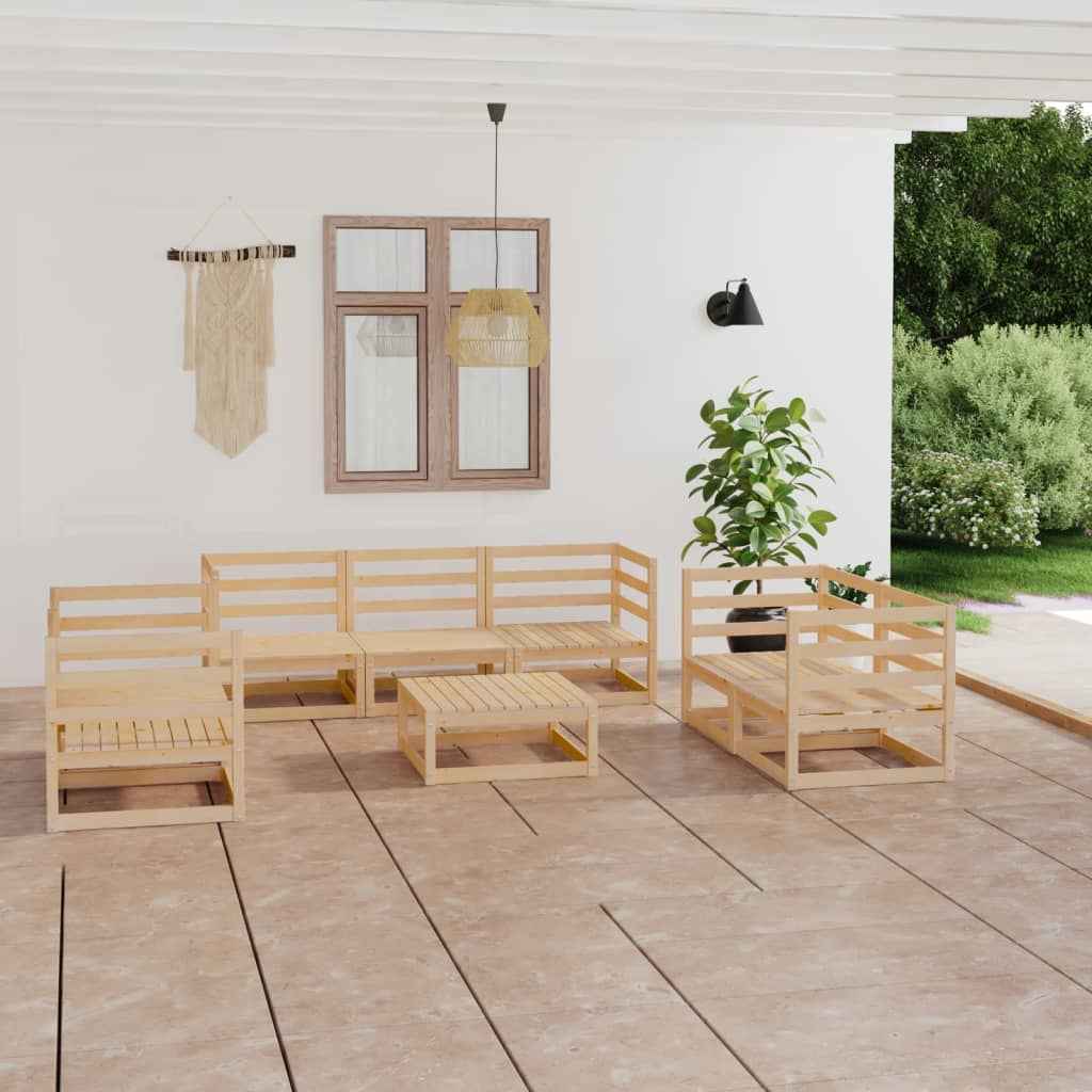 vidaXL 8 pcs conjunto lounge de jardim pinho maciço