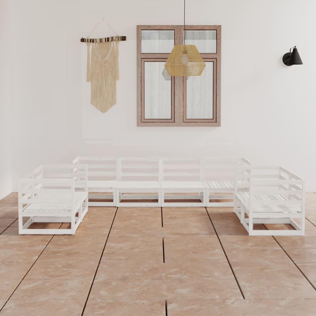 vidaXL 8 pcs conjunto lounge de jardim pinho maciço