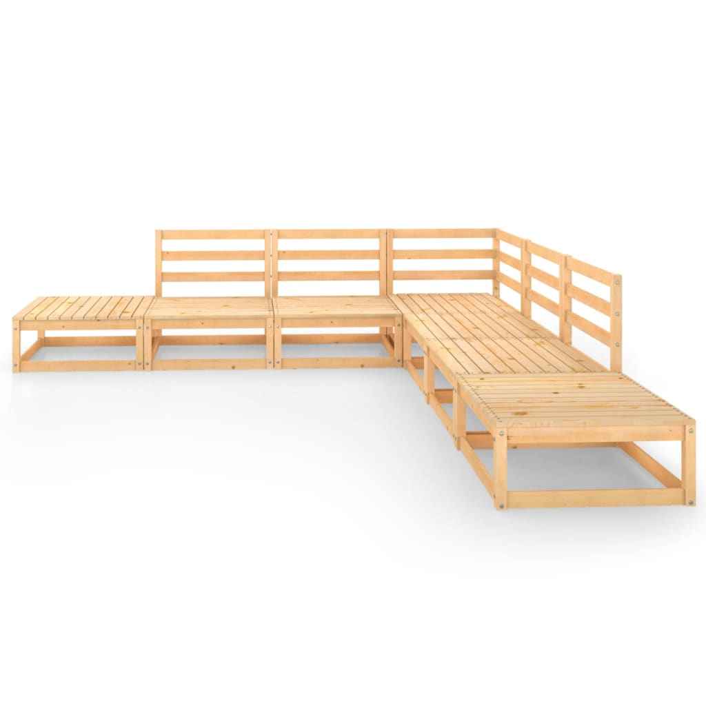 vidaXL 7 pcs conjunto lounge de jardim pinho maciço