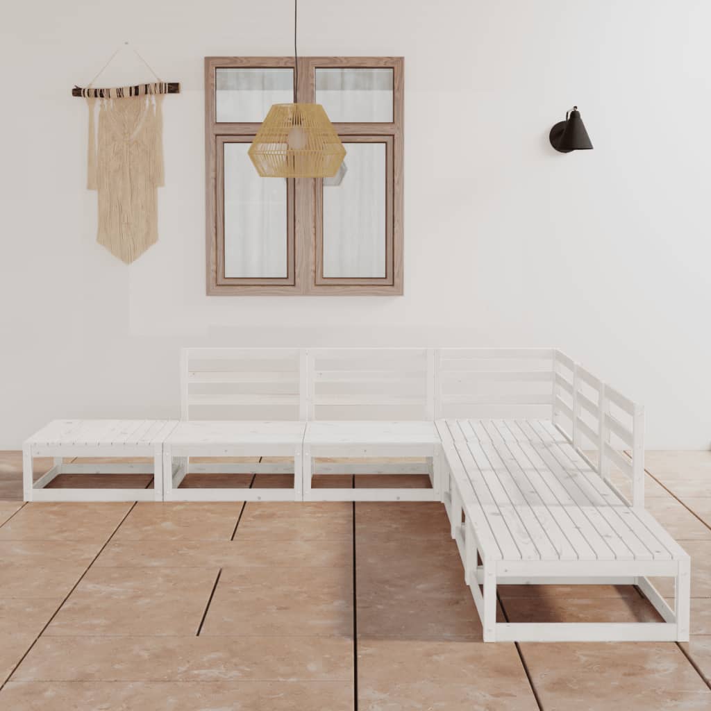 vidaXL 7 pcs conjunto lounge de jardim pinho maciço