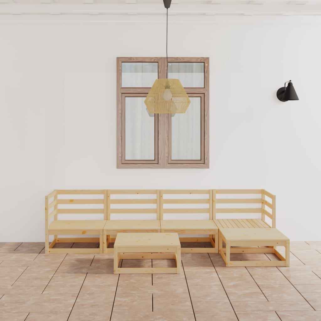 vidaXL 6 pcs conjunto lounge de jardim pinho maciço