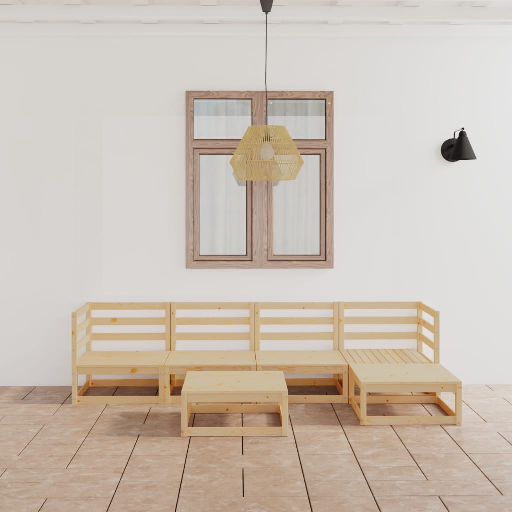 vidaXL 6 pcs conjunto lounge de jardim pinho maciço