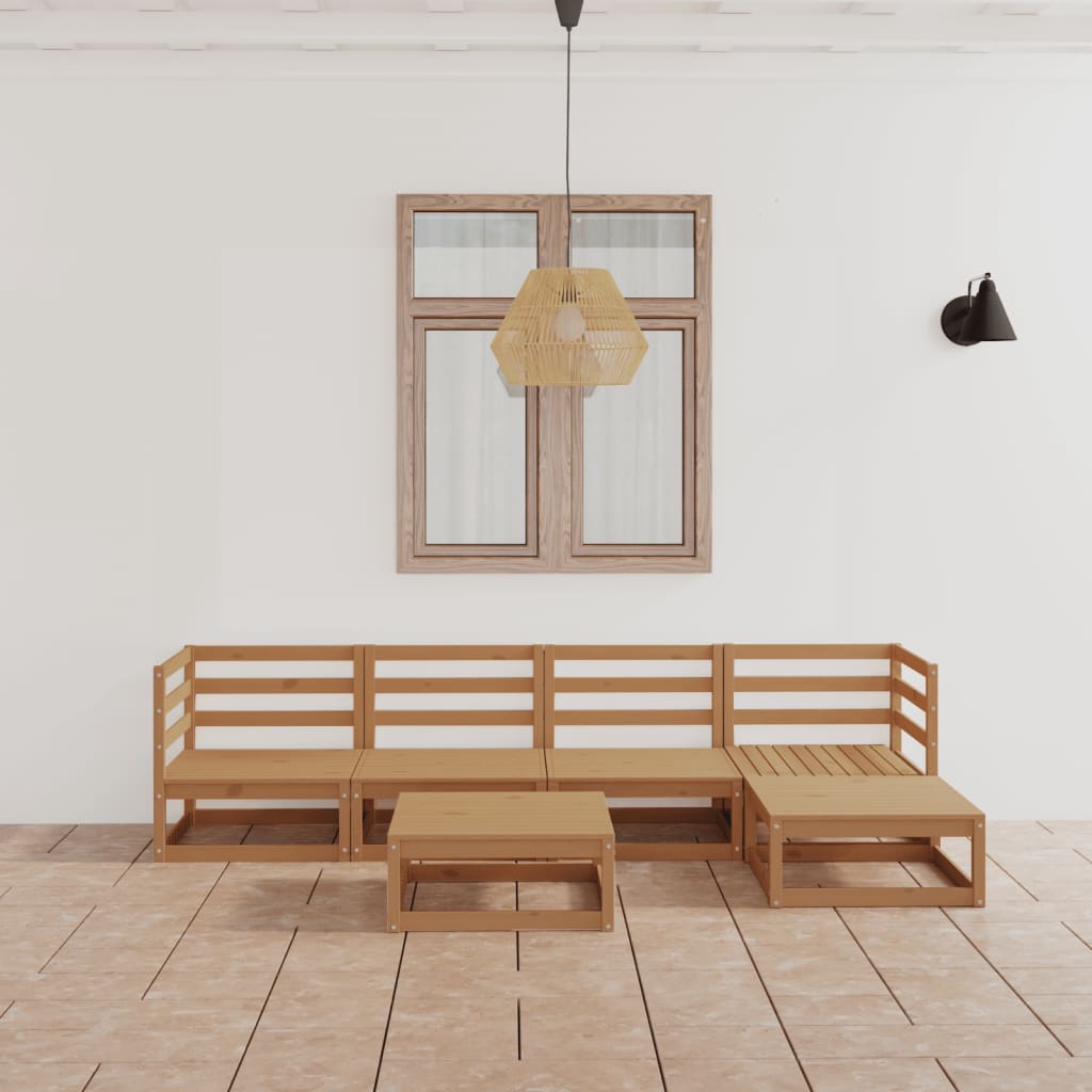 vidaXL 6 pcs conjunto lounge de jardim pinho maciço