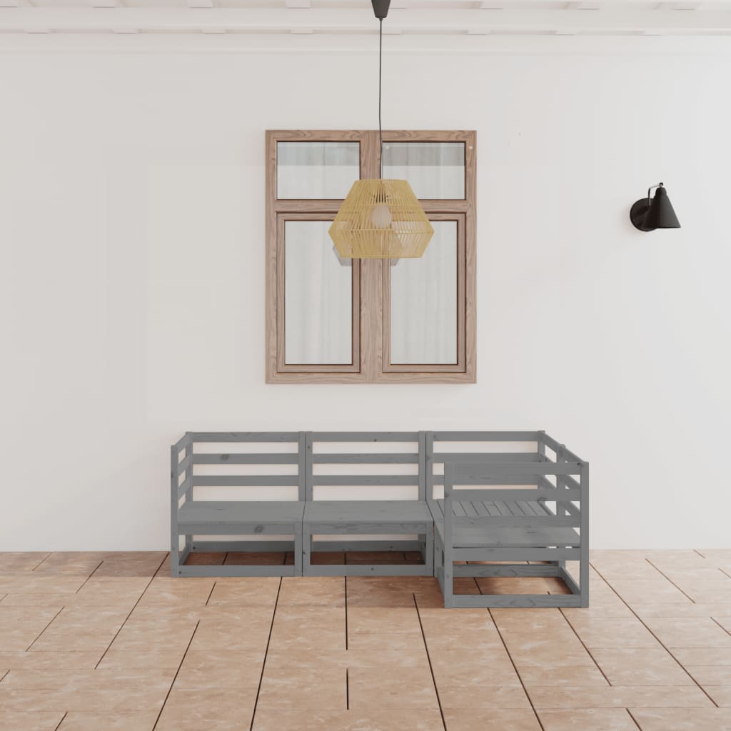 vidaXL 4 pcs conjunto lounge de jardim pinho maciço