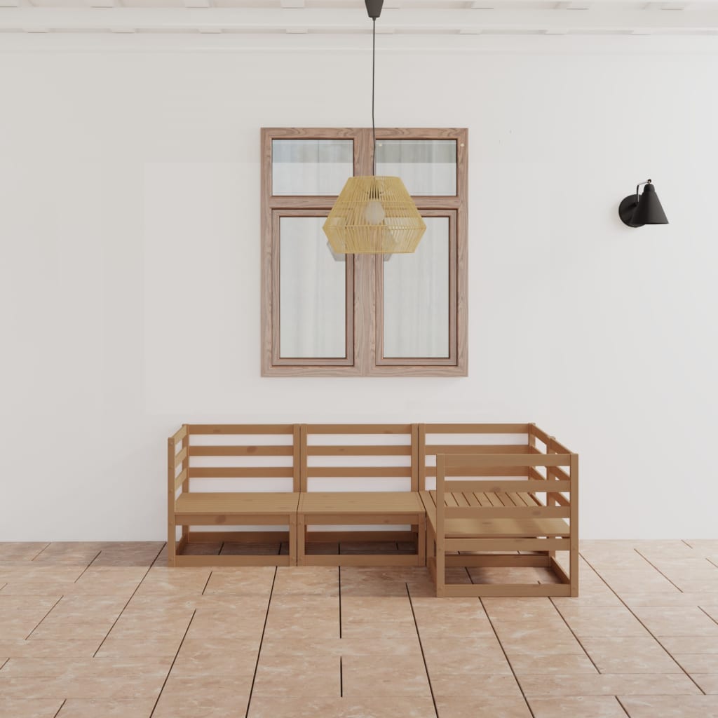 vidaXL 4 pcs conjunto lounge de jardim pinho maciço