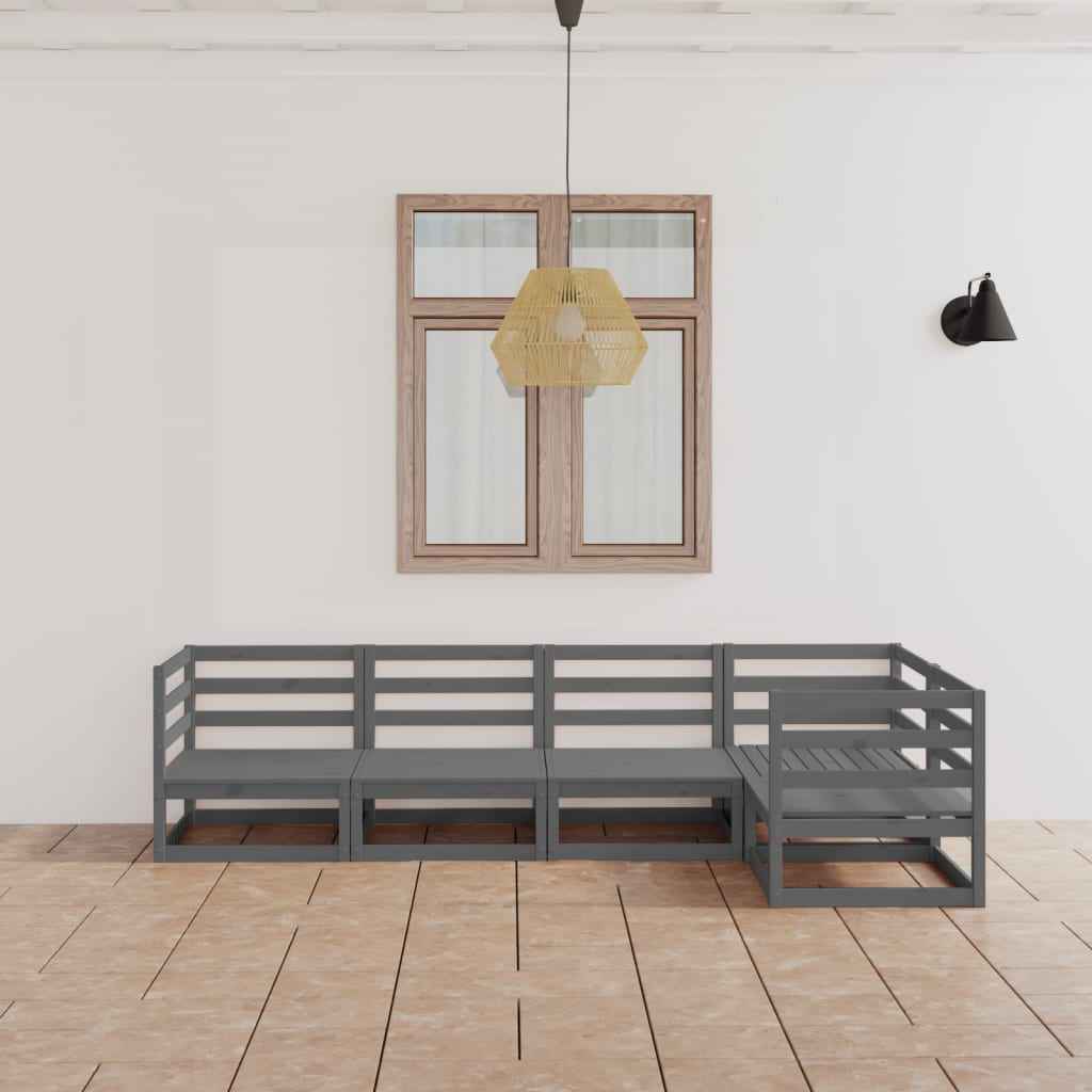 vidaXL 5 pcs conjunto lounge de jardim pinho maciço