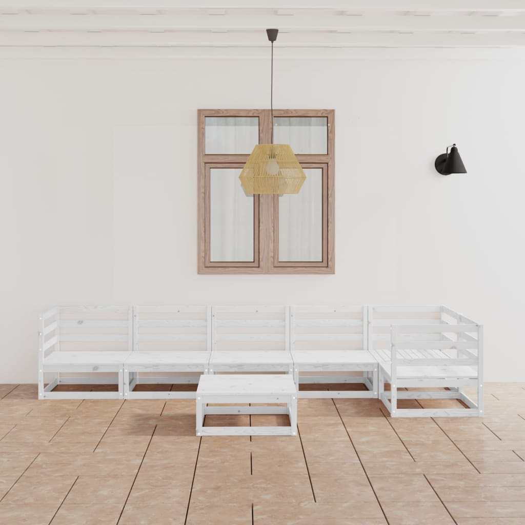vidaXL 7 pcs conjunto lounge de jardim pinho maciço branco