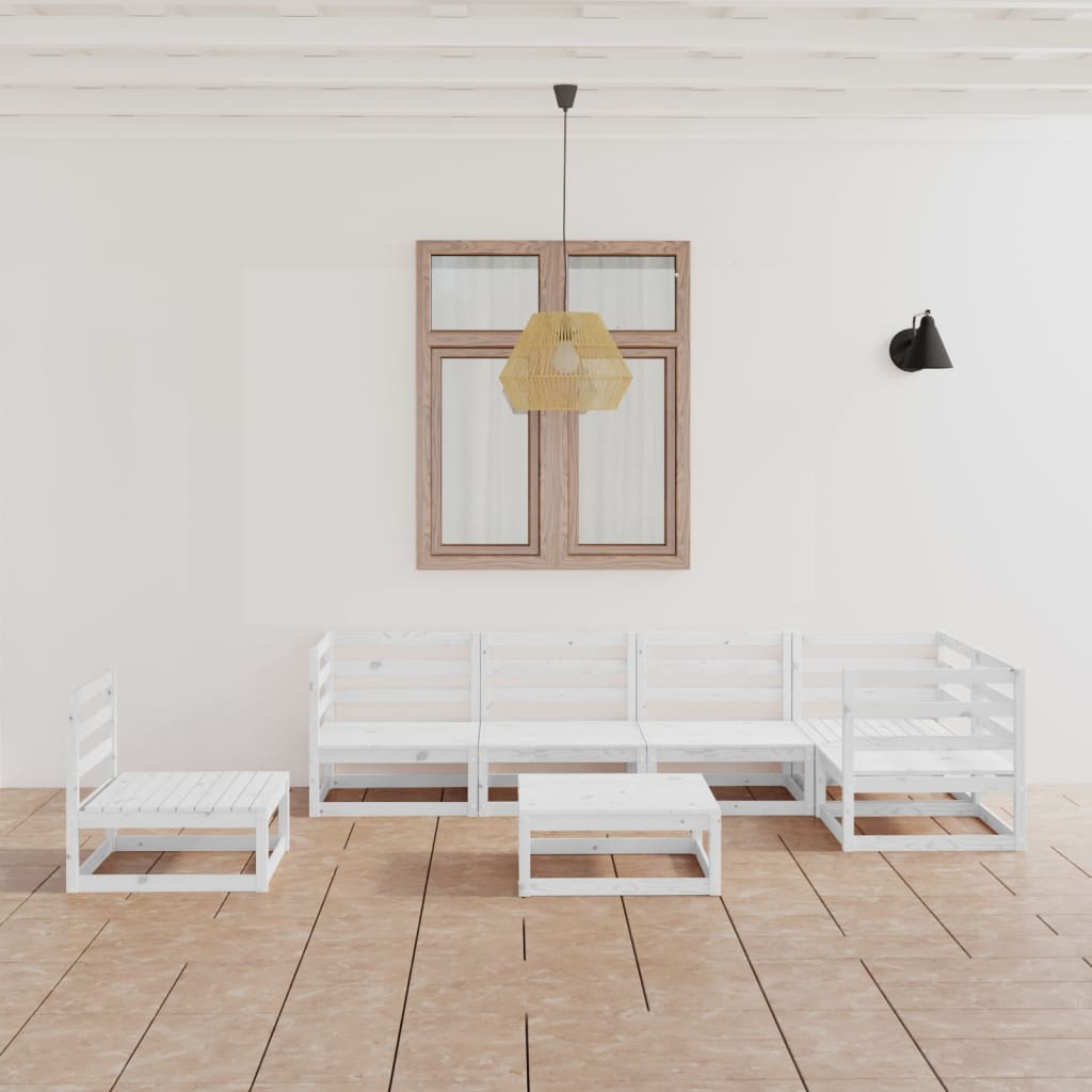 vidaXL 7 pcs conjunto lounge de jardim pinho maciço