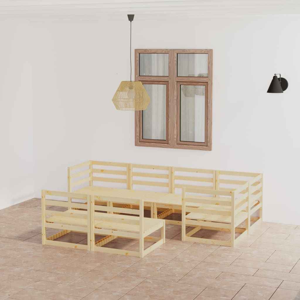 vidaXL 7 pcs conjunto lounge de jardim pinho maciço