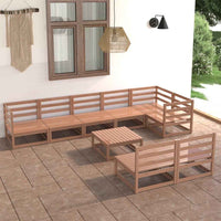 vidaXL 9 pcs conjunto lounge de jardim pinho maciço castanho mel