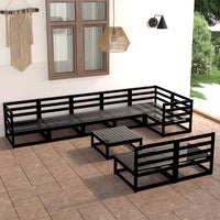 vidaXL 9 pcs conjunto lounge de jardim pinho maciço preto