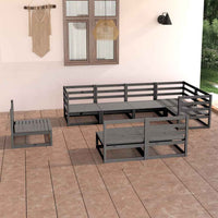 vidaXL 8 pcs conjunto lounge de jardim pinho maciço cinzento