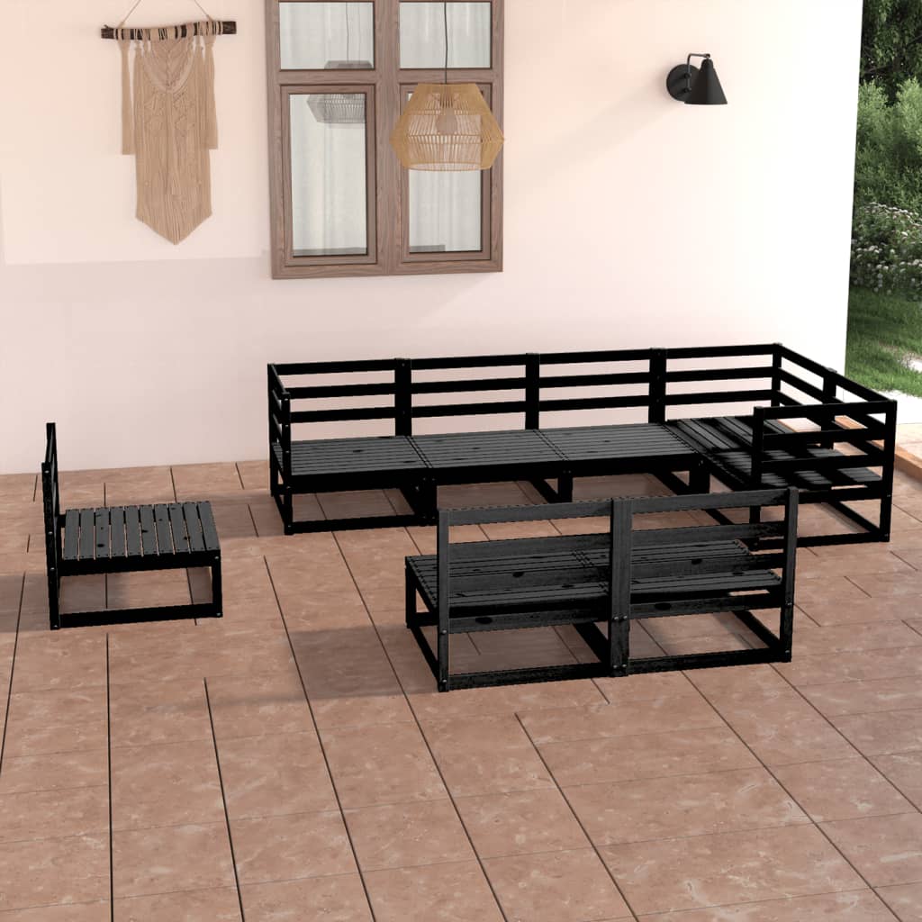 vidaXL 8 pcs conjunto lounge de jardim pinho maciço cinzento