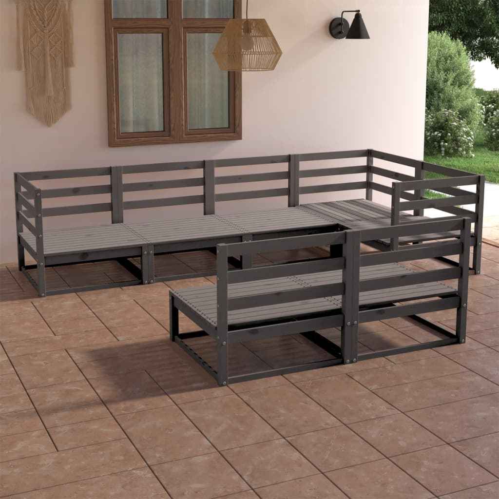vidaXL 7 pcs conjunto lounge de jardim pinho maciço