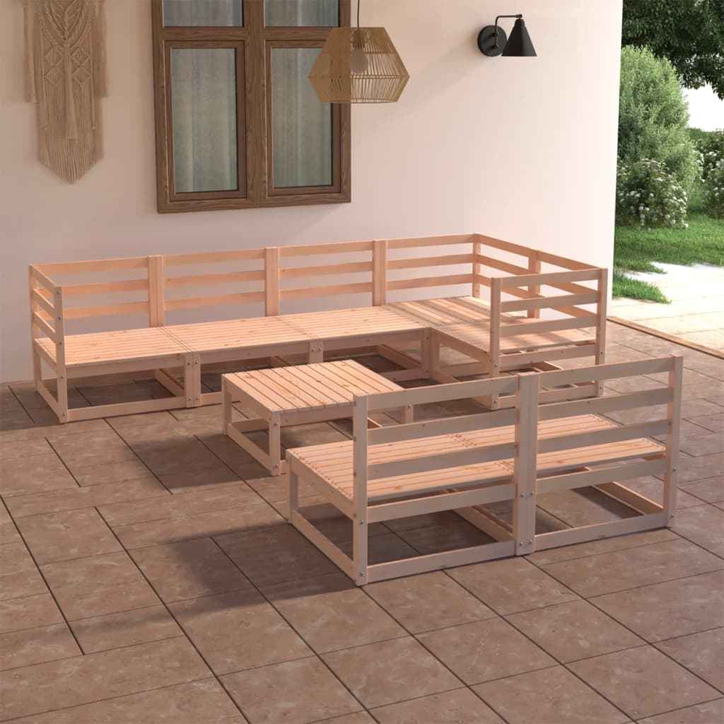 vidaXL 8 pcs conjunto lounge de jardim pinho maciço