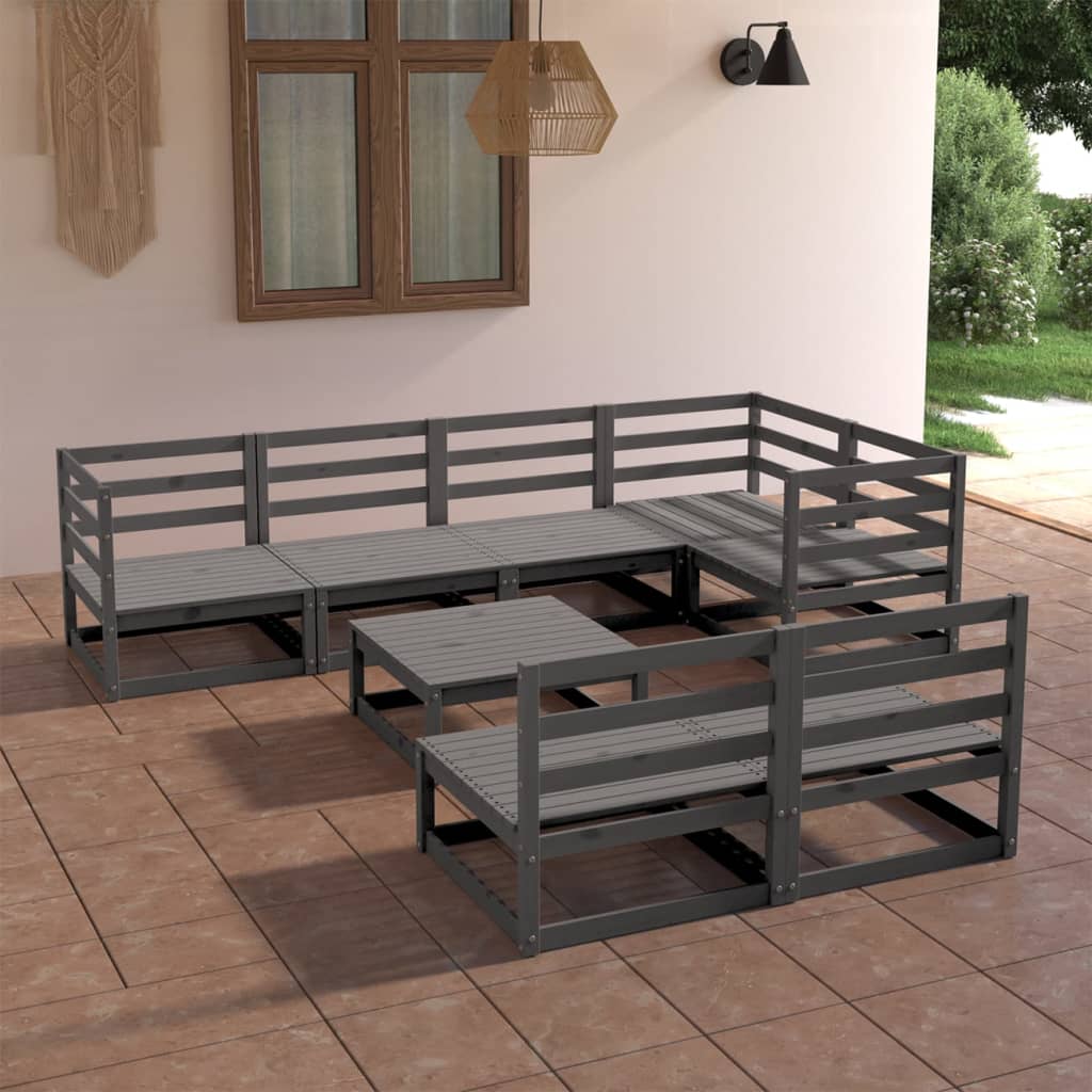 vidaXL 8 pcs conjunto lounge de jardim pinho maciço