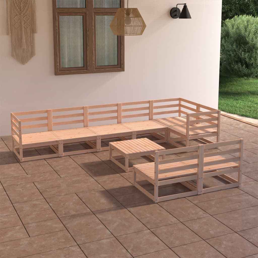 vidaXL 9 pcs conjunto lounge de jardim pinho maciço