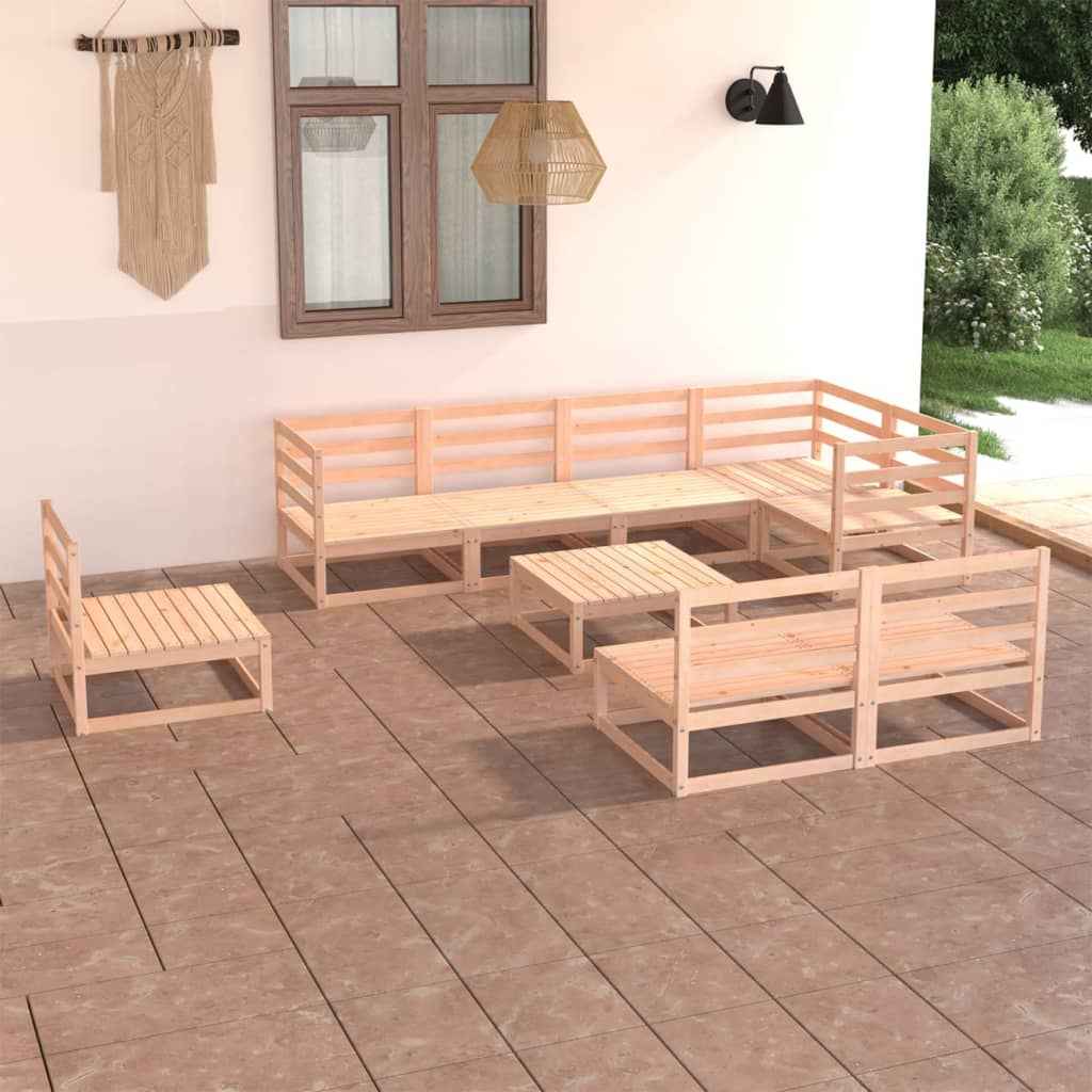 vidaXL 9 pcs conjunto lounge de jardim pinho maciço