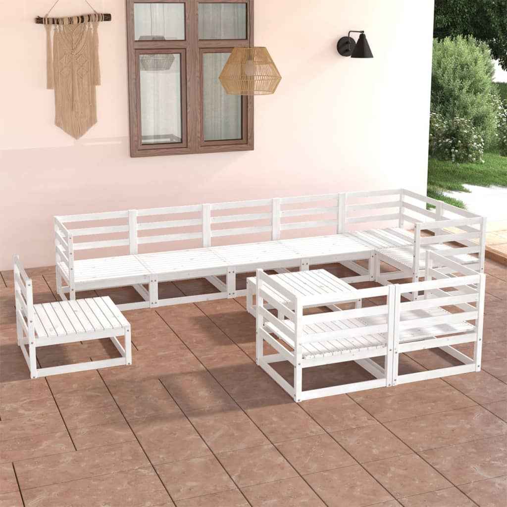 vidaXL 10 pcs conjunto lounge de jardim pinho maciço