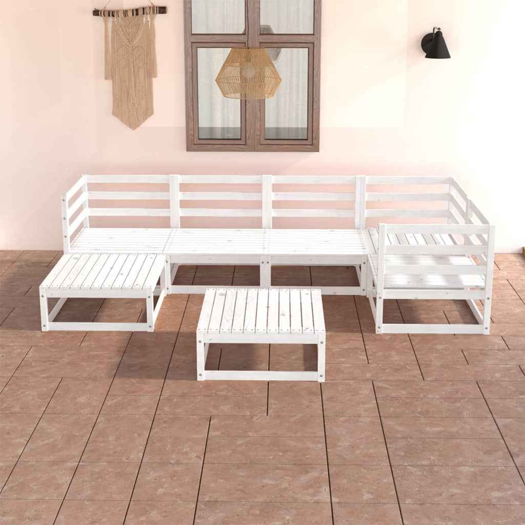 vidaXL 7 pcs conjunto lounge de jardim pinho maciço