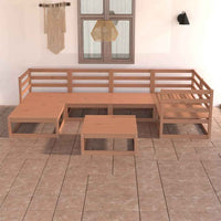 vidaXL 7 pcs conjunto lounge de jardim pinho maciço