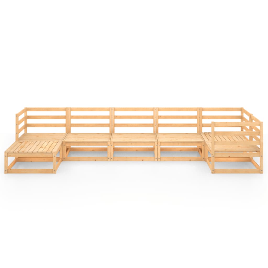 vidaXL 7 pcs conjunto lounge de jardim pinho maciço