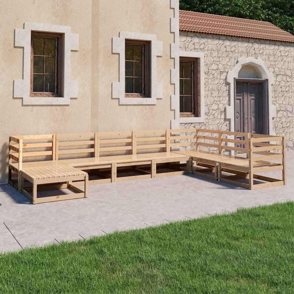 vidaXL 8 pcs conjunto lounge de jardim pinho maciço