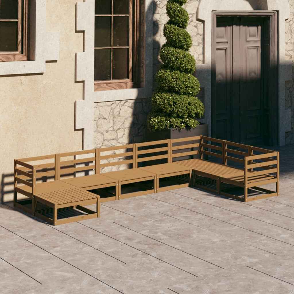 vidaXL 8 pcs conjunto lounge de jardim pinho maciço