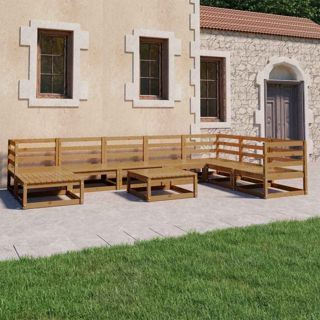 vidaXL 9 pcs conjunto lounge de jardim pinho maciço
