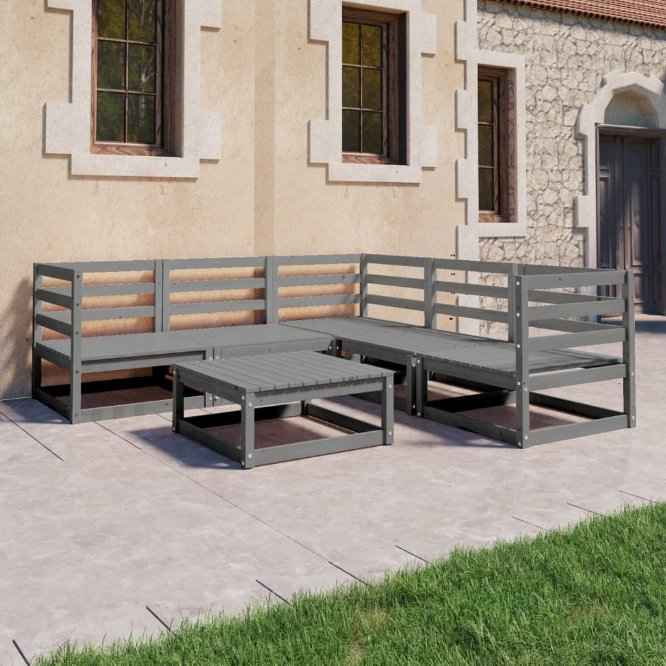 vidaXL 6 pcs conjunto lounge de jardim pinho maciço