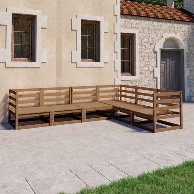 vidaXL 6 pcs conjunto lounge de jardim pinho maciço